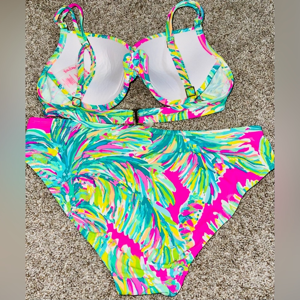 Lily Pulitzer bikini 2 4 tropical underwire pink teal yellow - Picture 8 of 8